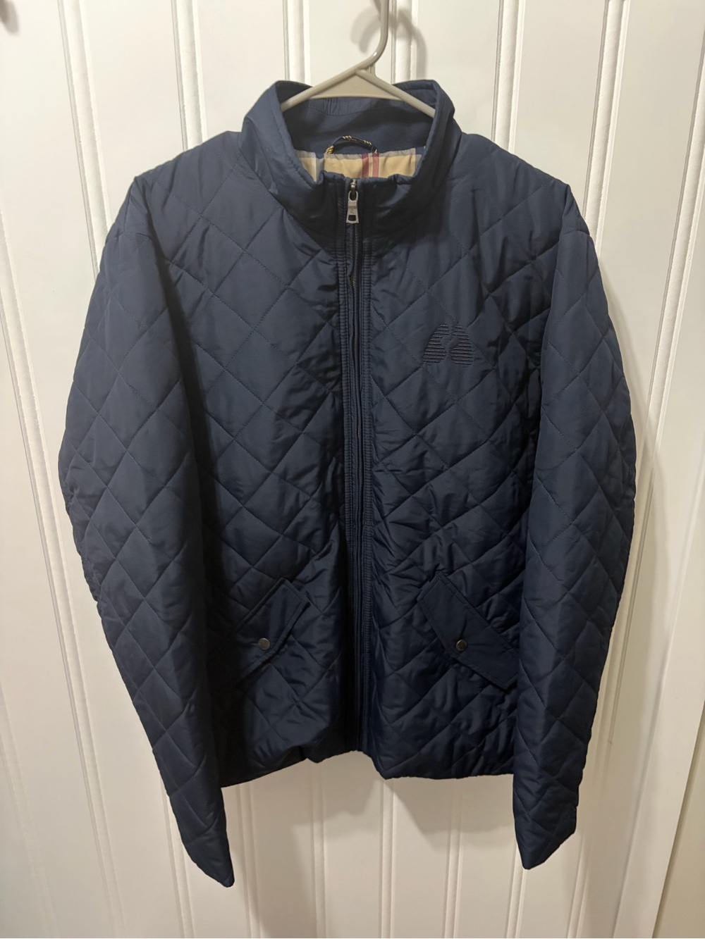 Brooks Brothers Quilted Jacket Mens SZ L Navy Blue Healthcare Pulmonology Logo